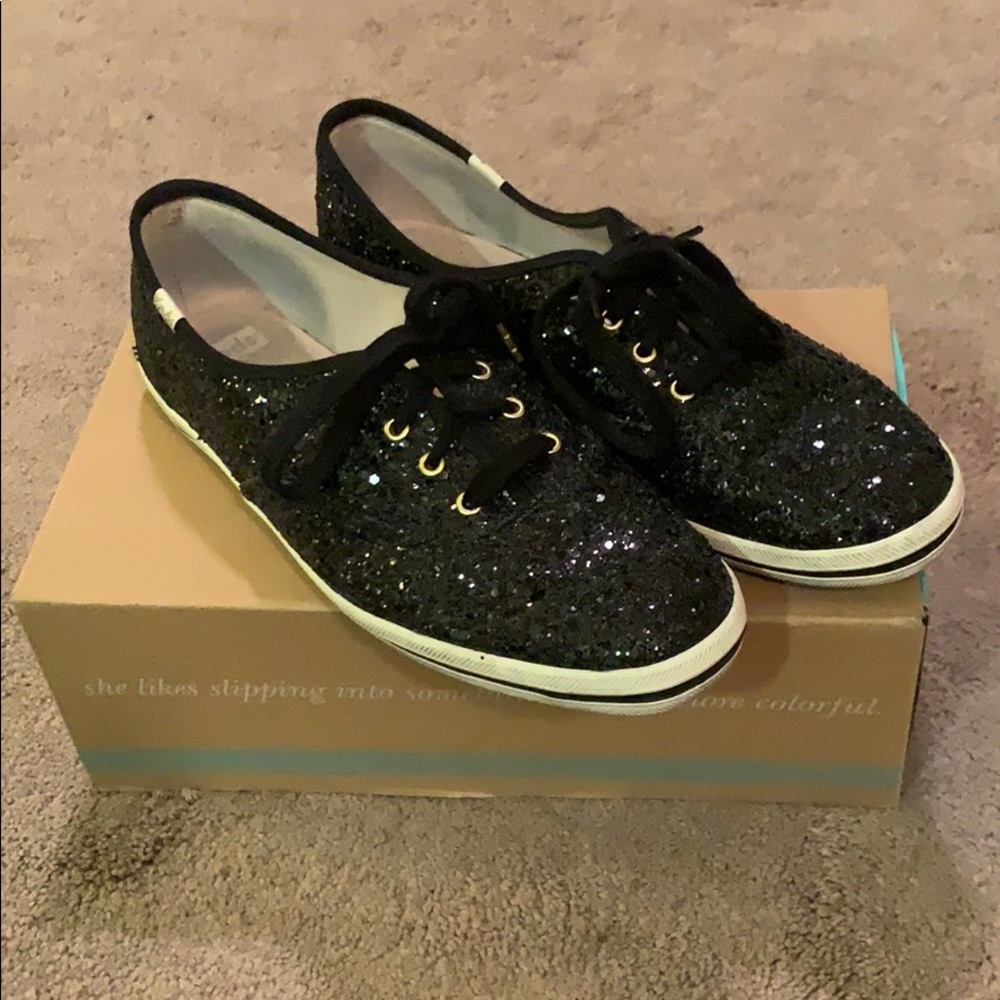 Kate Spade x Keds black glitter sneakers